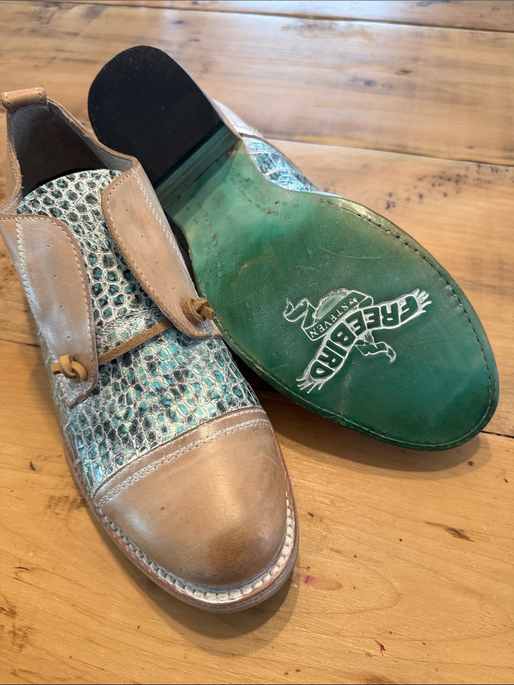 NWOT Freebird by Steven Mabel Oxford Shoes Size 10 Leather Snakeskin Print - Picture 6 of 10